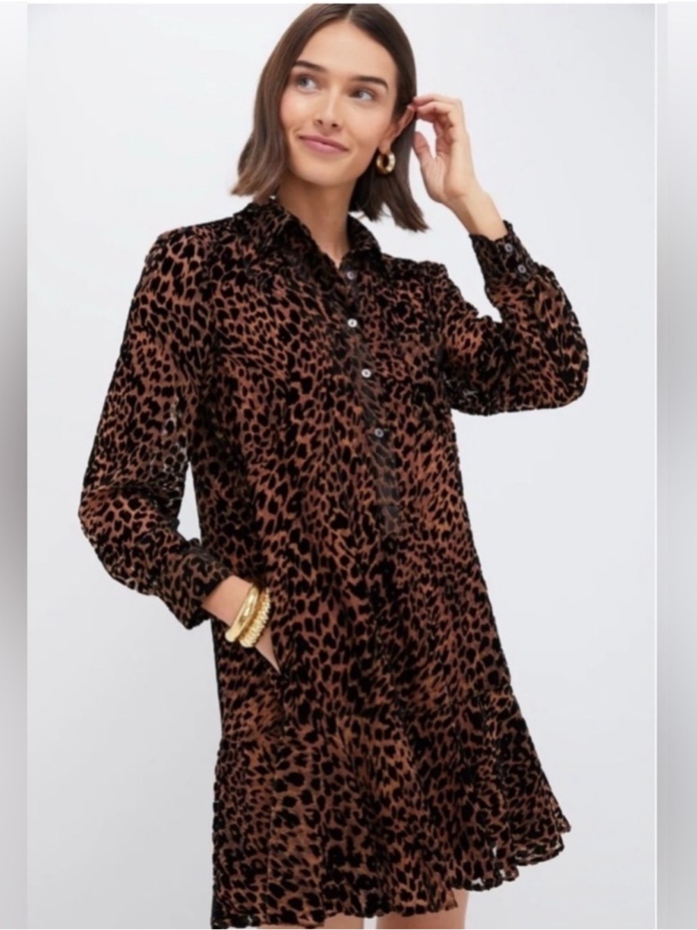 NWT Tuckernuck Leopard Velvet Burnout Callahan Shirt Dress Size XL